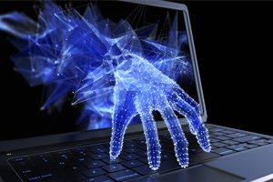 Stealing personal data through a laptop concept