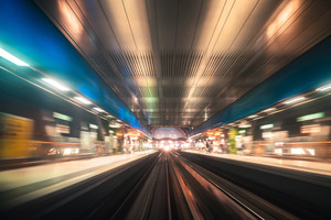 Fast train running in the city of London